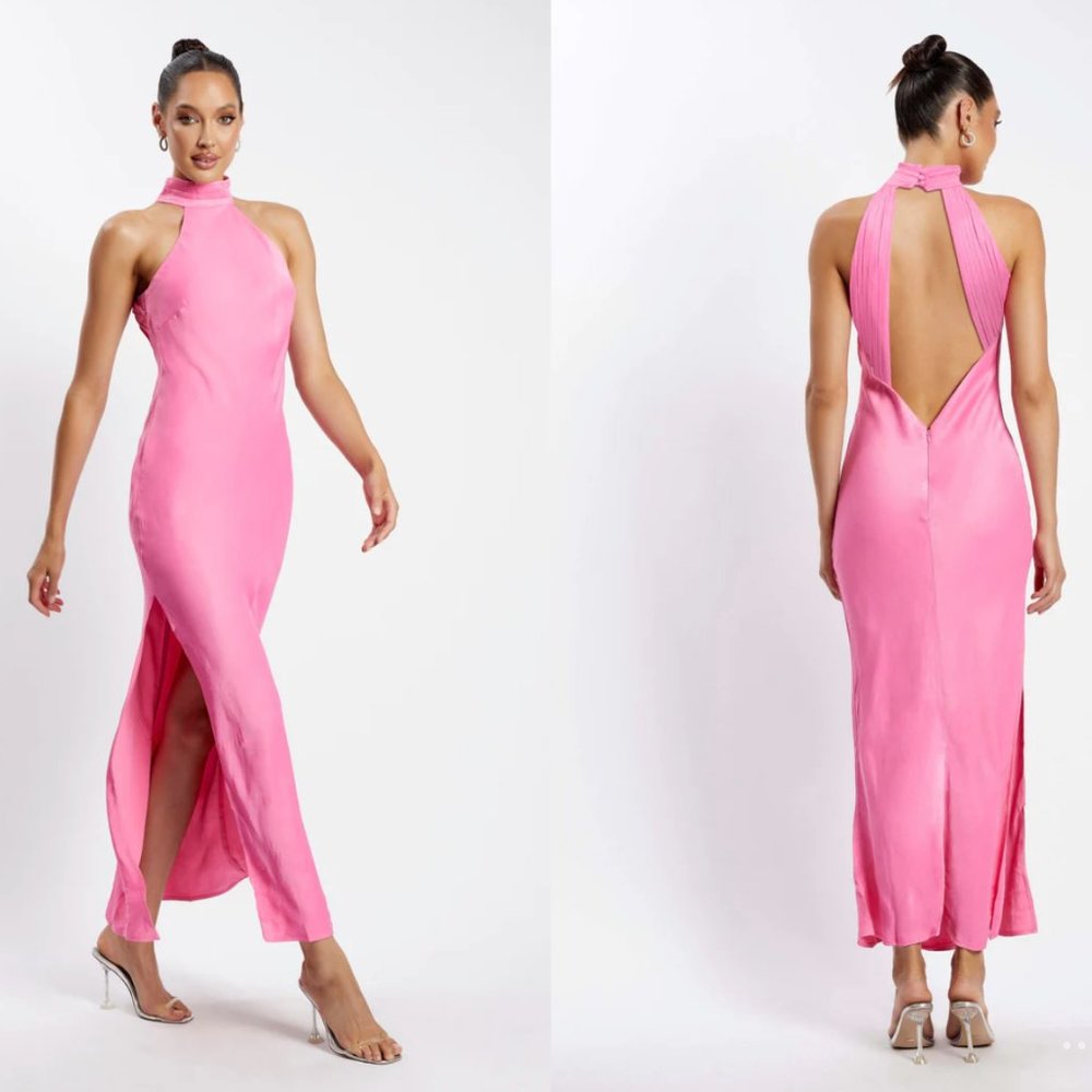BARBIECORE DREAMZ - Meshki - Claire Satin Drape Back Maxi Dress